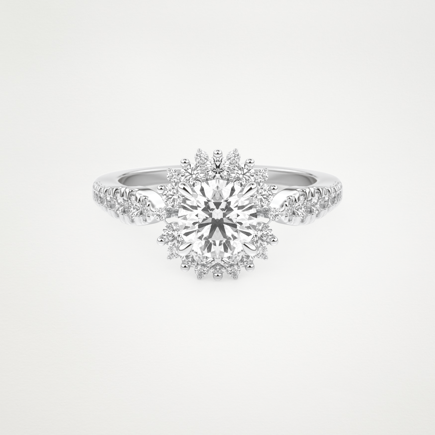 Round Cluster Lab Grown Diamond Engagement Ring