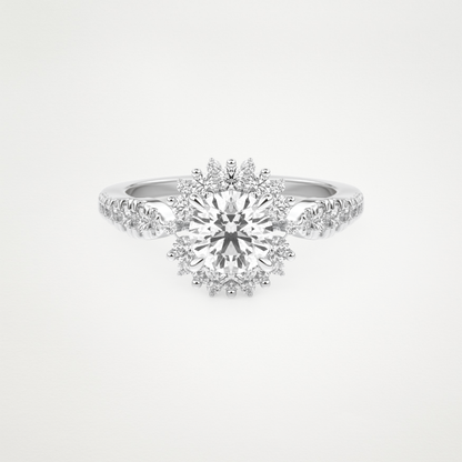 Round Cluster Lab Grown Diamond Engagement Ring