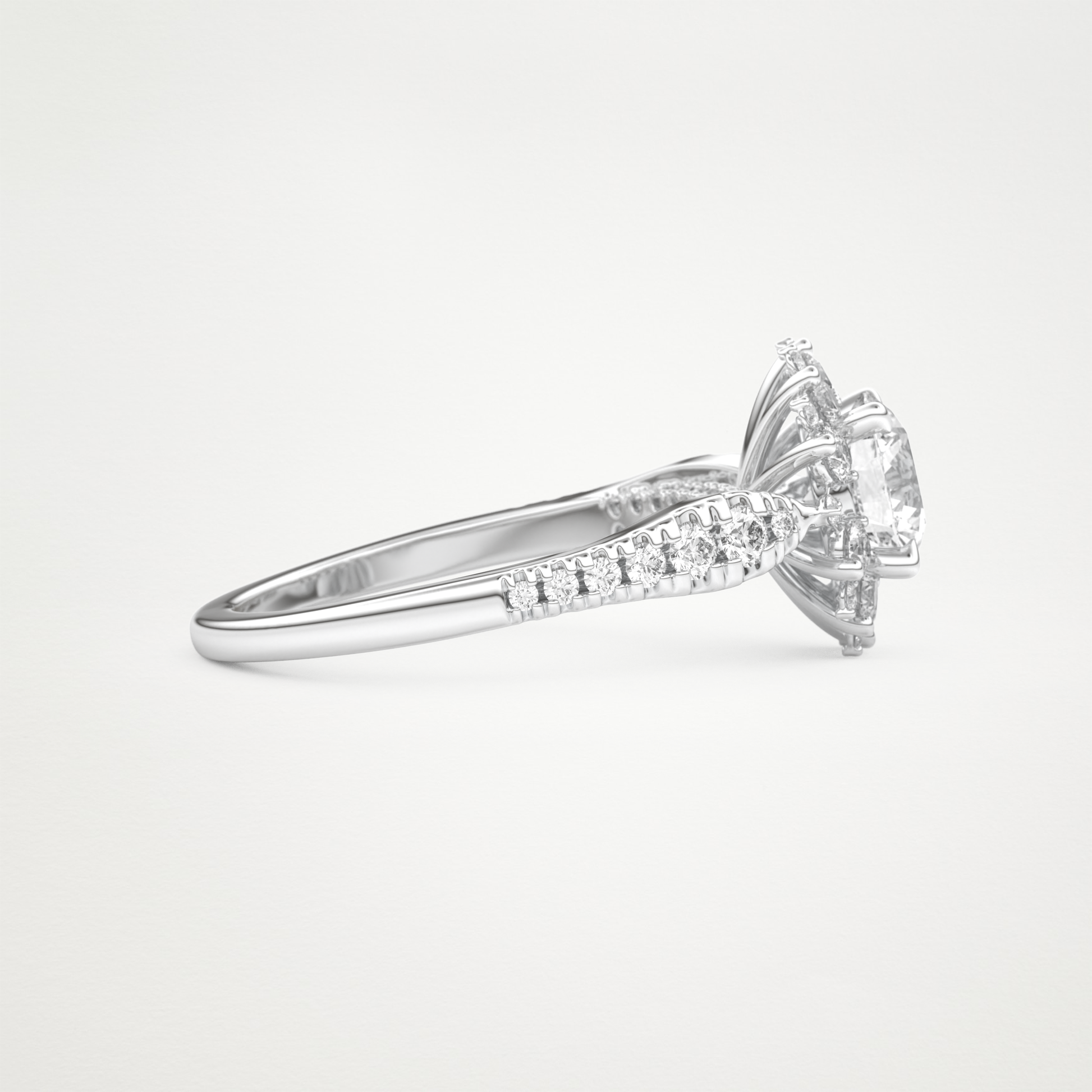 Round Cluster Lab Grown Diamond Engagement Ring