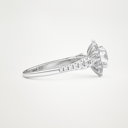Round Cluster Lab Grown Diamond Engagement Ring