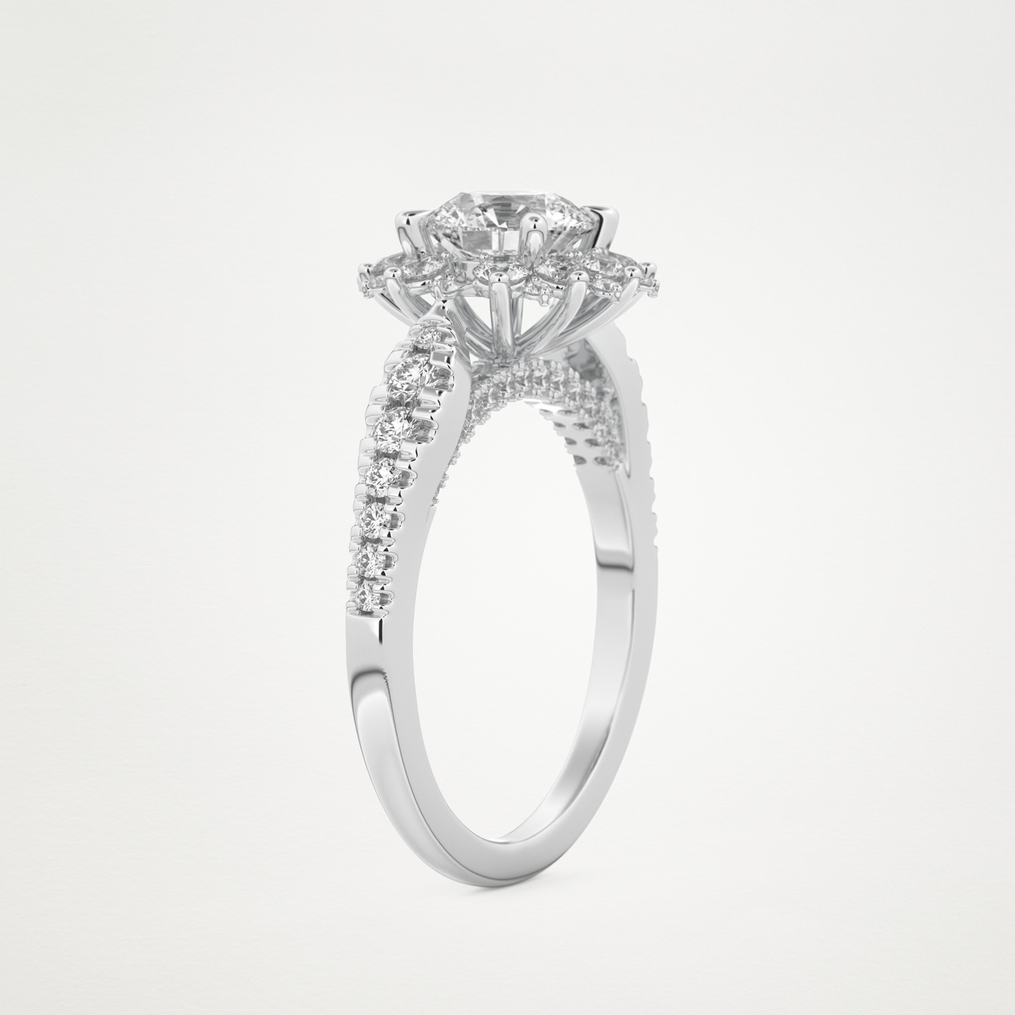 Round Cluster Lab Grown Diamond Engagement Ring