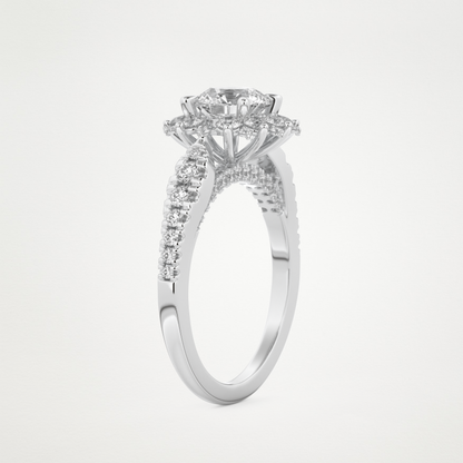 Round Cluster Lab Grown Diamond Engagement Ring