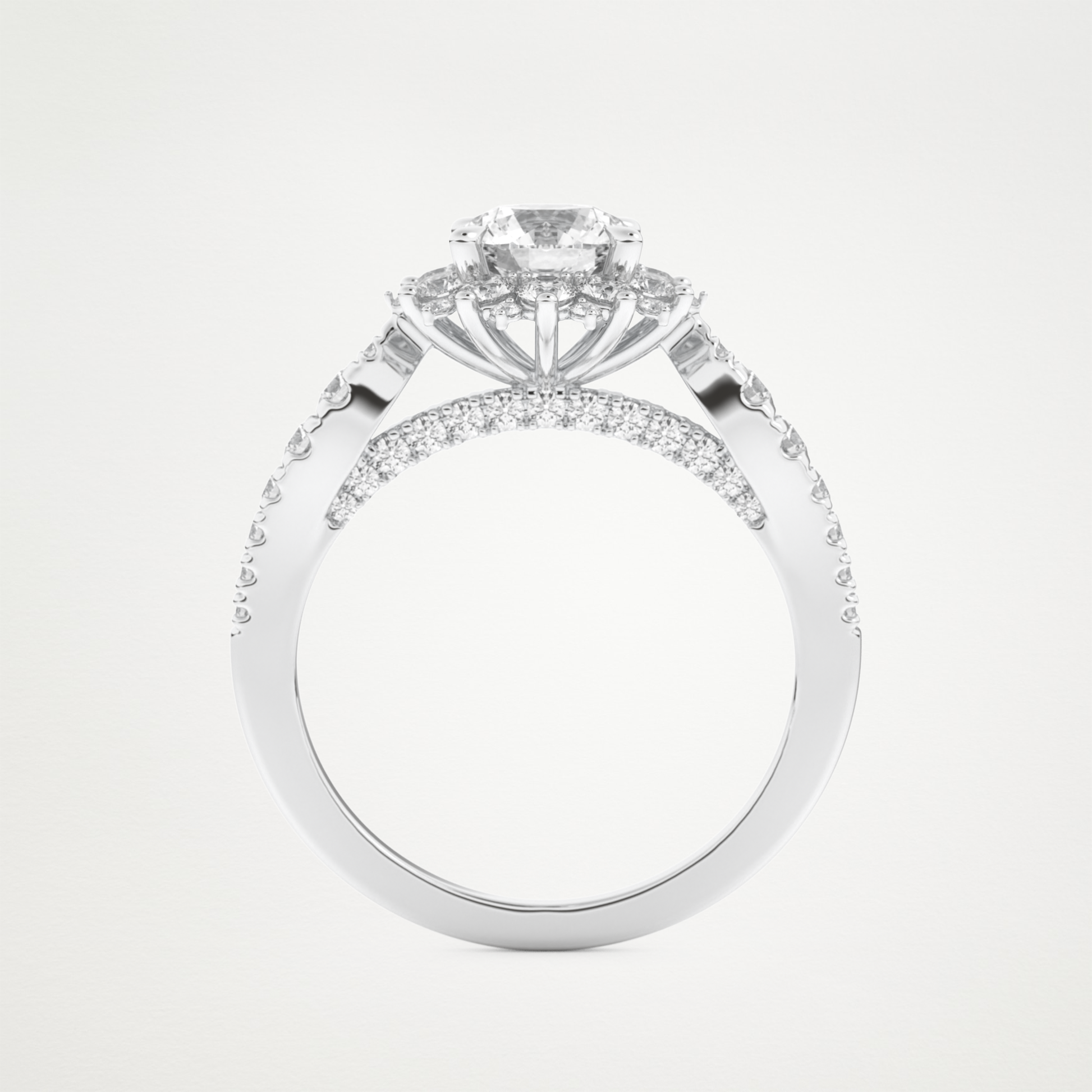 Round Cluster Lab Grown Diamond Engagement Ring
