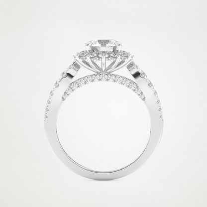 Round Cluster Lab Grown Diamond Engagement Ring