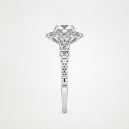 Round Cluster Lab Grown Diamond Engagement Ring