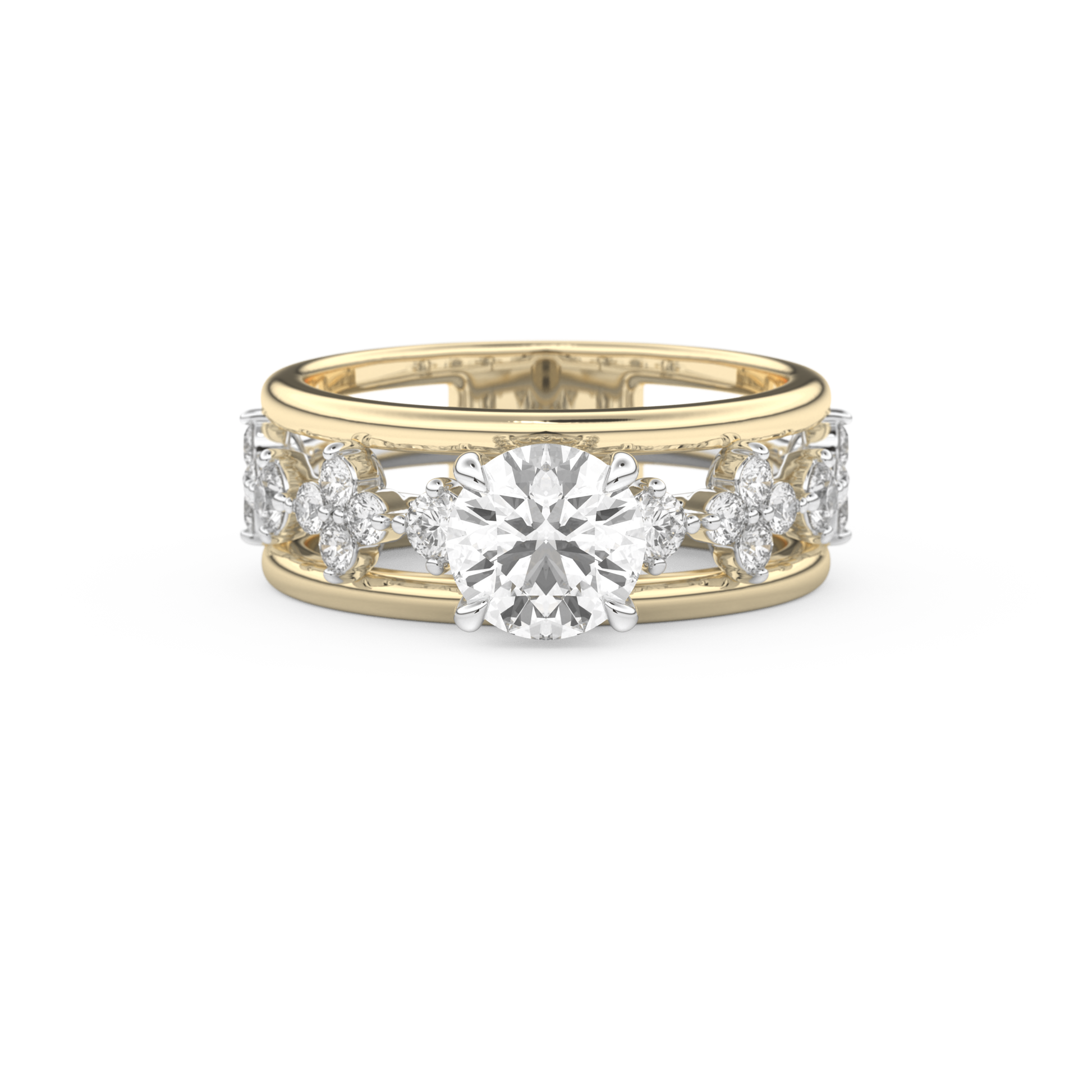 Round Multi Stone Lab Grown Diamond Engagement Ring