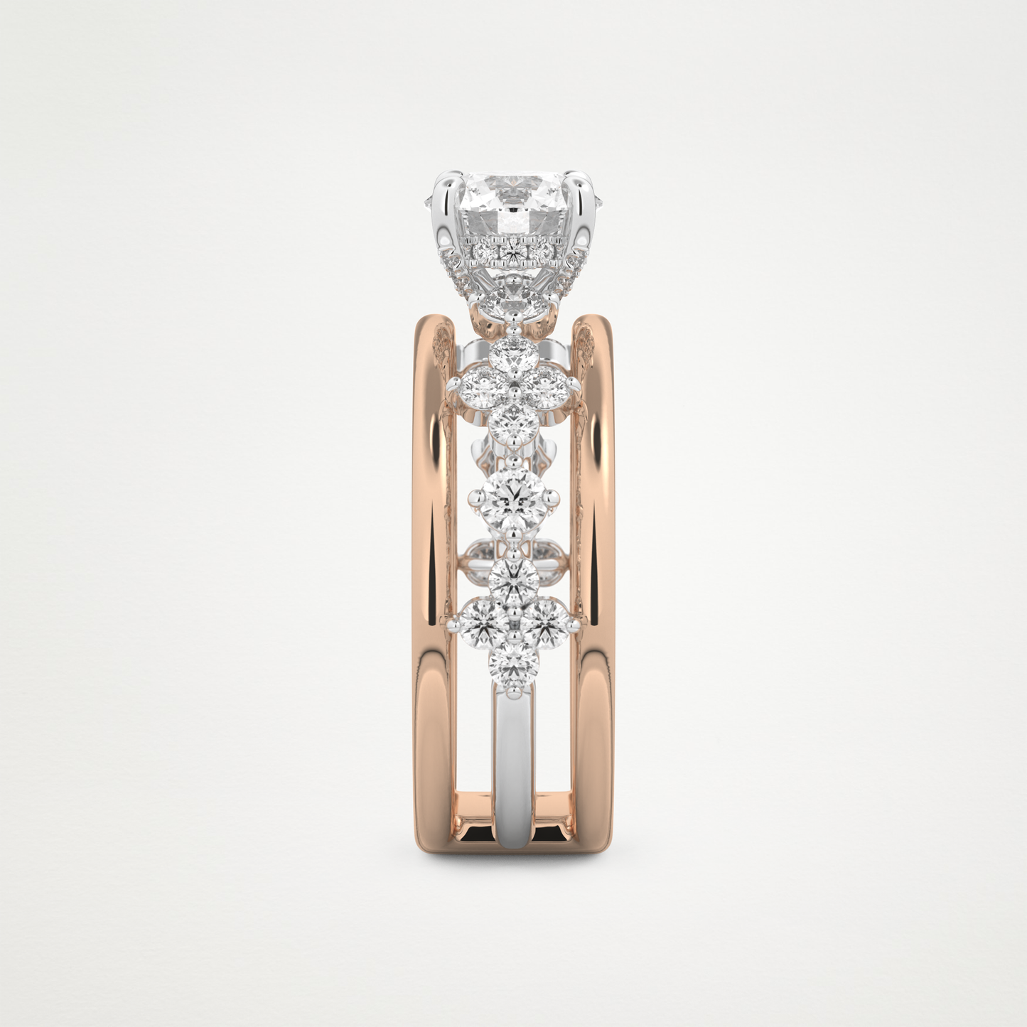 Round Multi Stone Lab Grown Diamond Engagement Ring