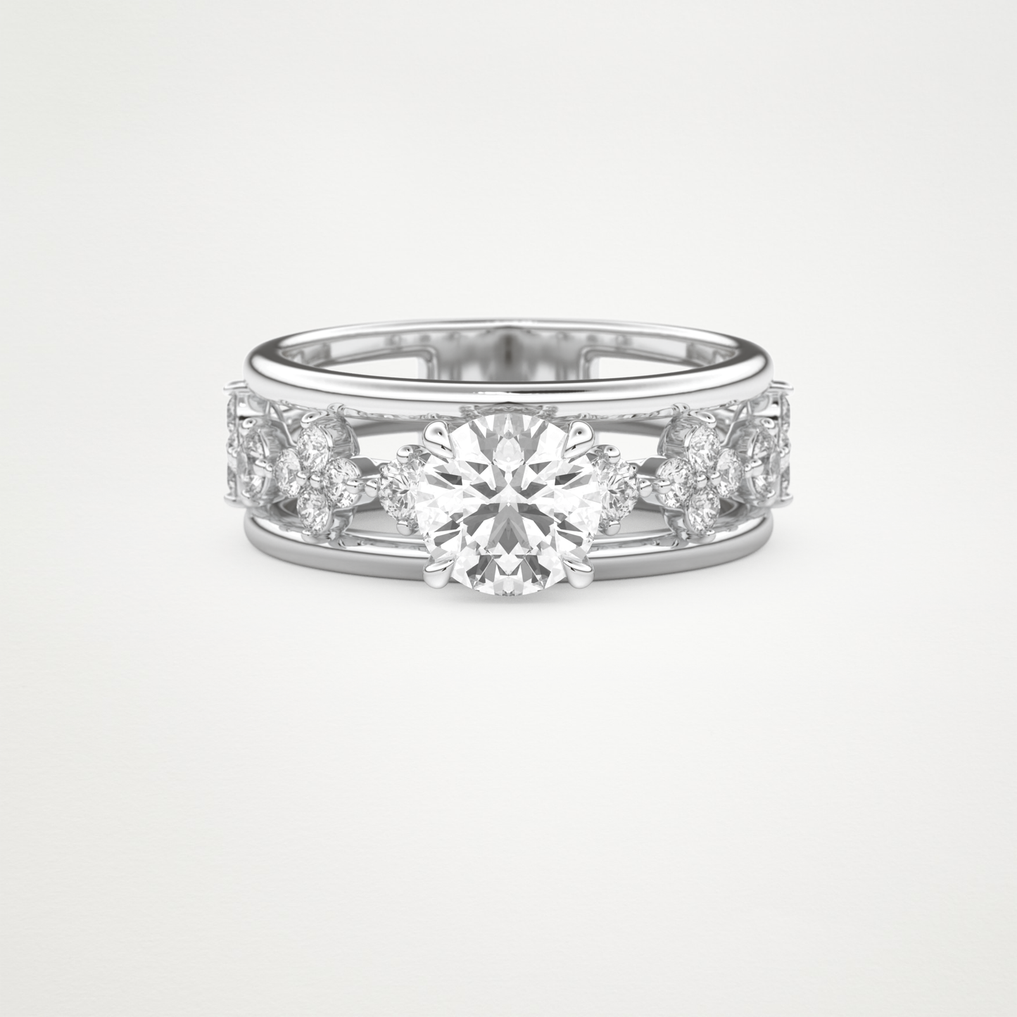 Round Multi Stone Lab Grown Diamond Engagement Ring