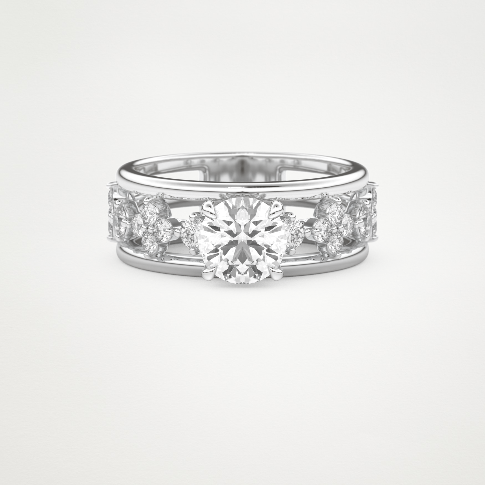 Round Multi Stone Lab Grown Diamond Engagement Ring
