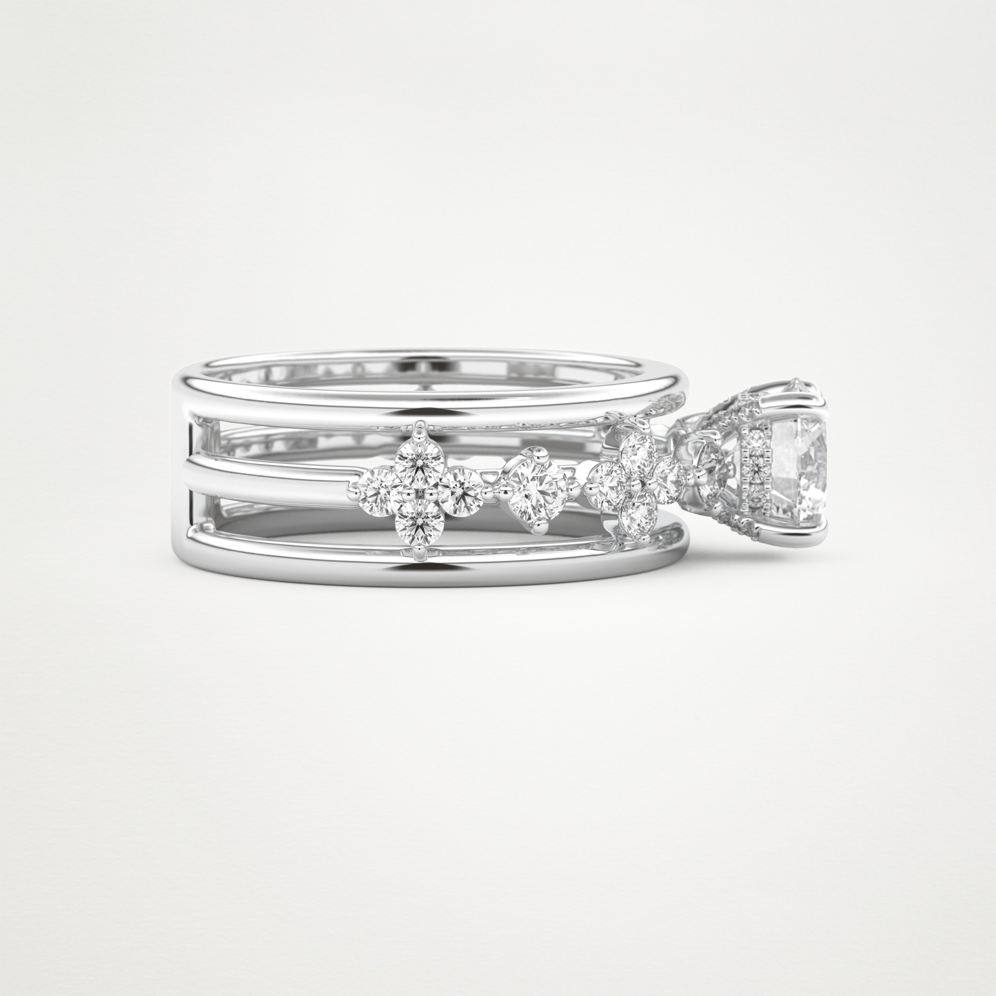 Round Multi Stone Lab Grown Diamond Engagement Ring