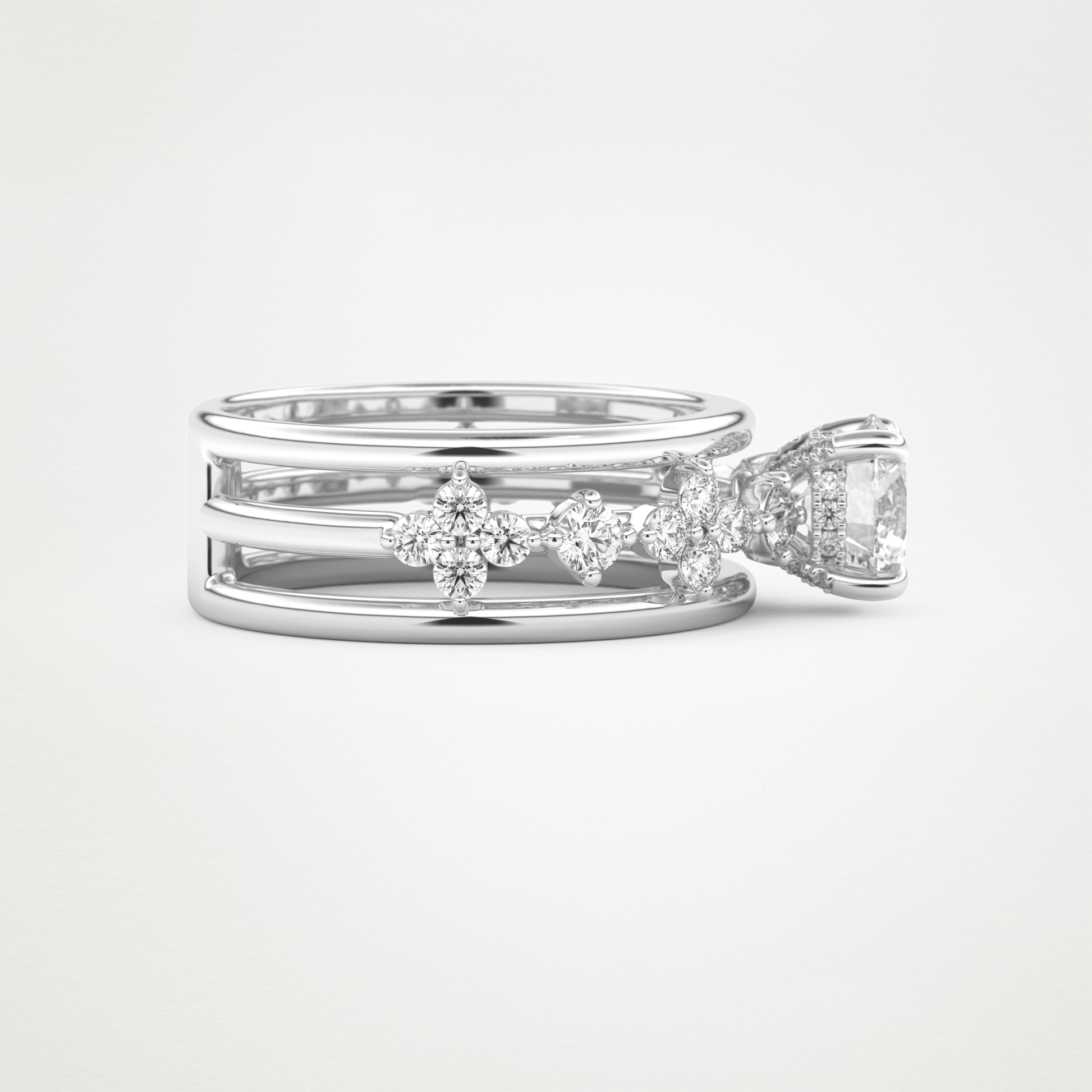 Round Multi Stone Lab Grown Diamond Engagement Ring