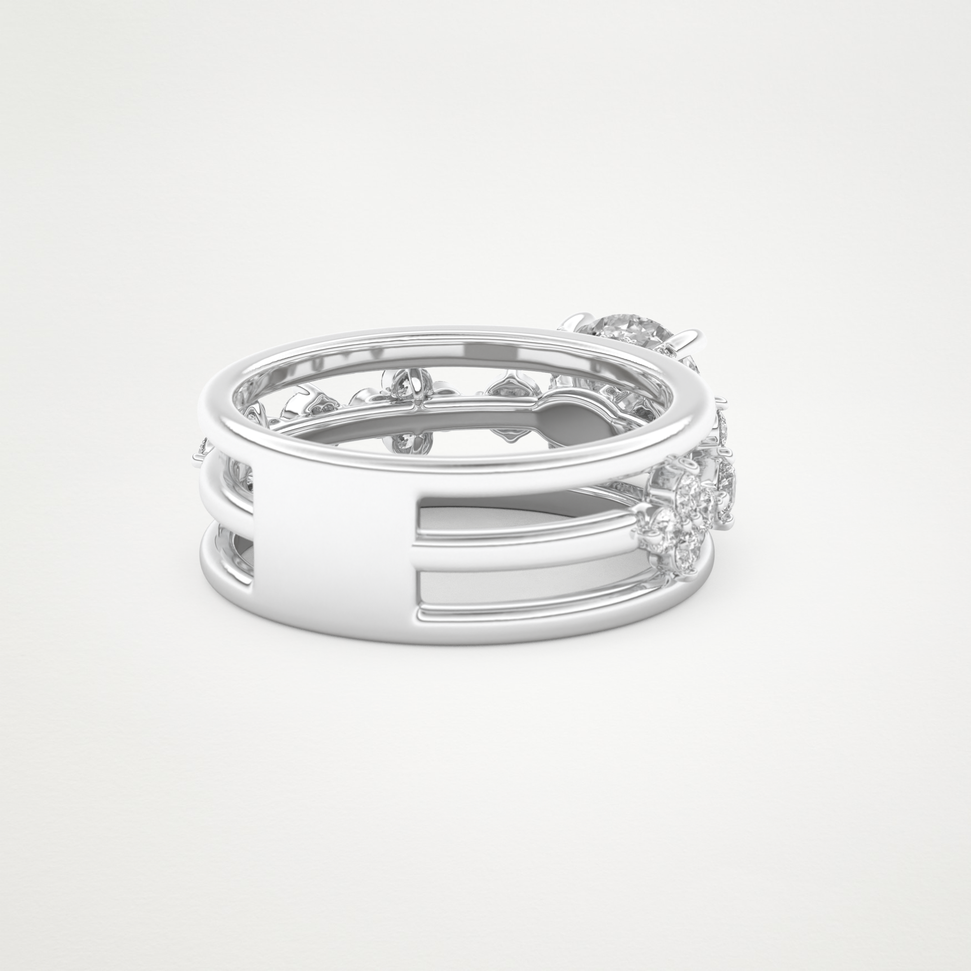 Round Multi Stone Lab Grown Diamond Engagement Ring