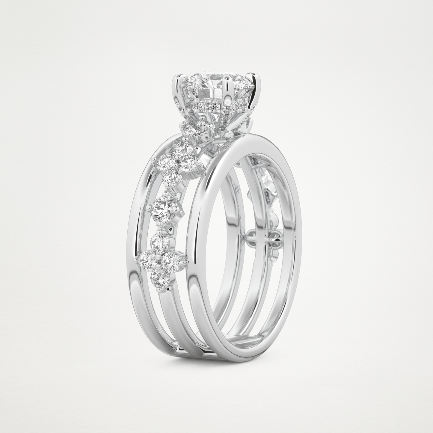 Round Multi Stone Lab Grown Diamond Engagement Ring