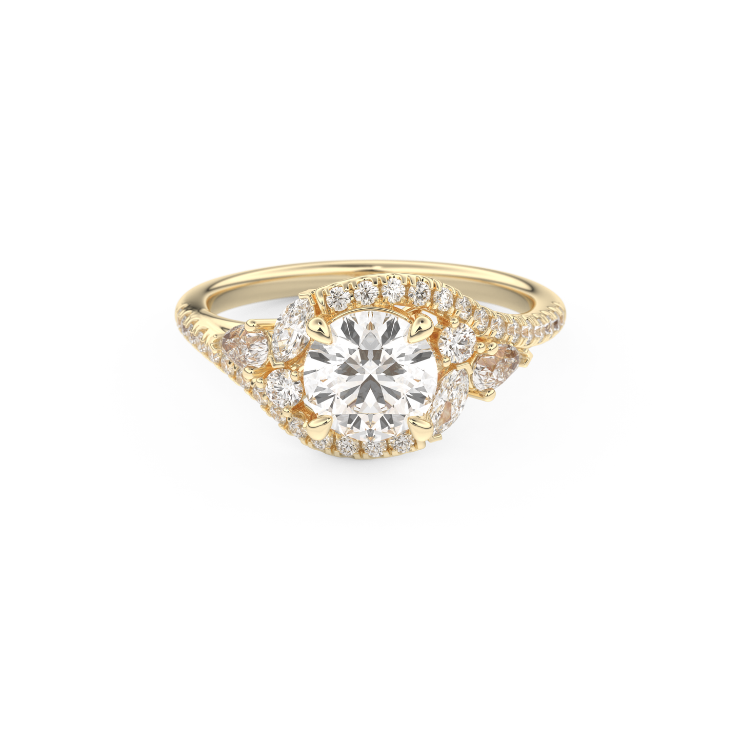 Round Cluster Lab Grown Diamond Engagement Ring