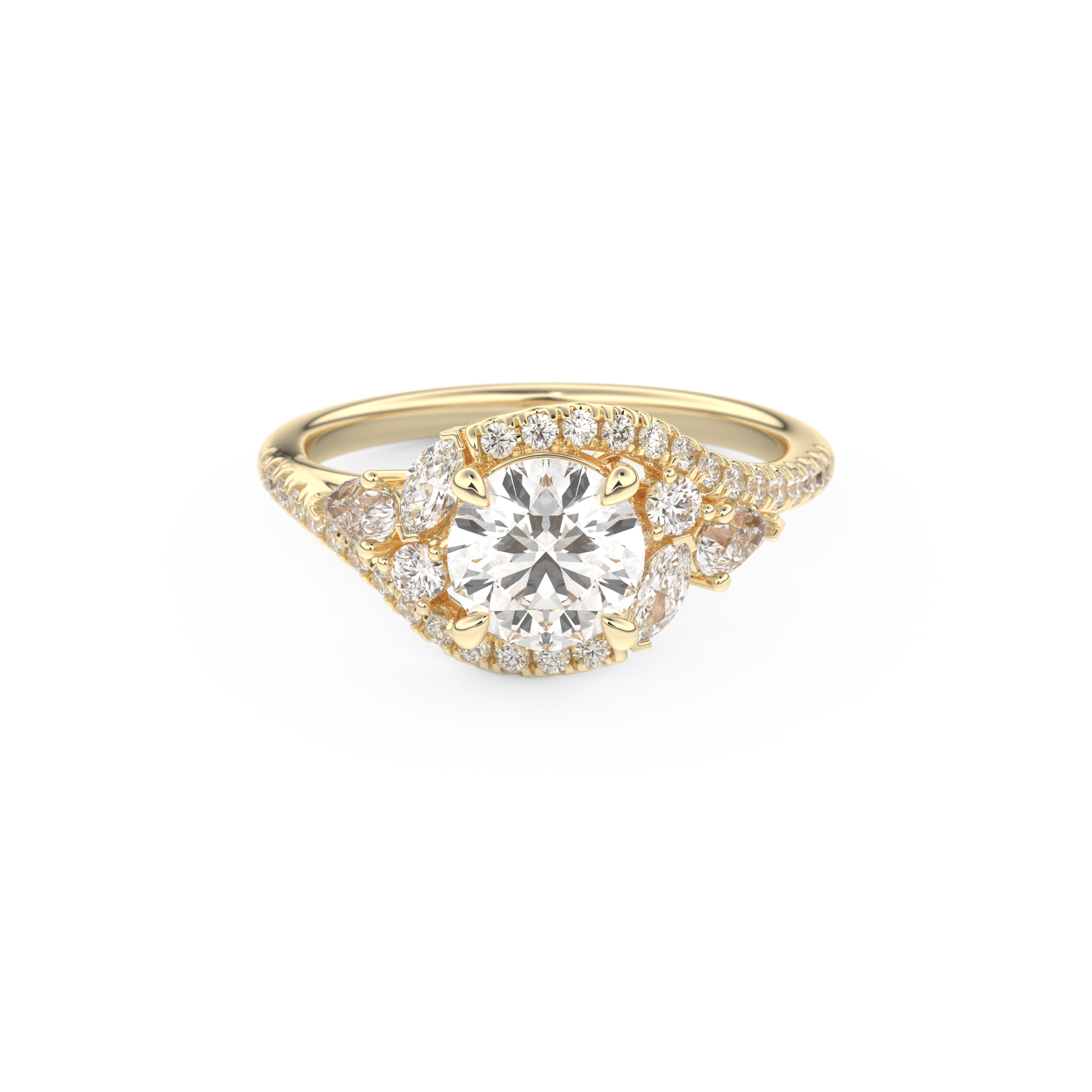 Round Cluster Lab Grown Diamond Engagement Ring