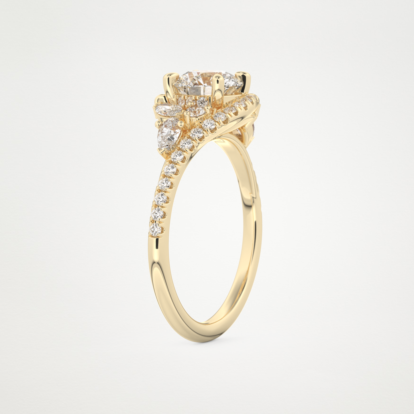 Round Cluster Lab Grown Diamond Engagement Ring