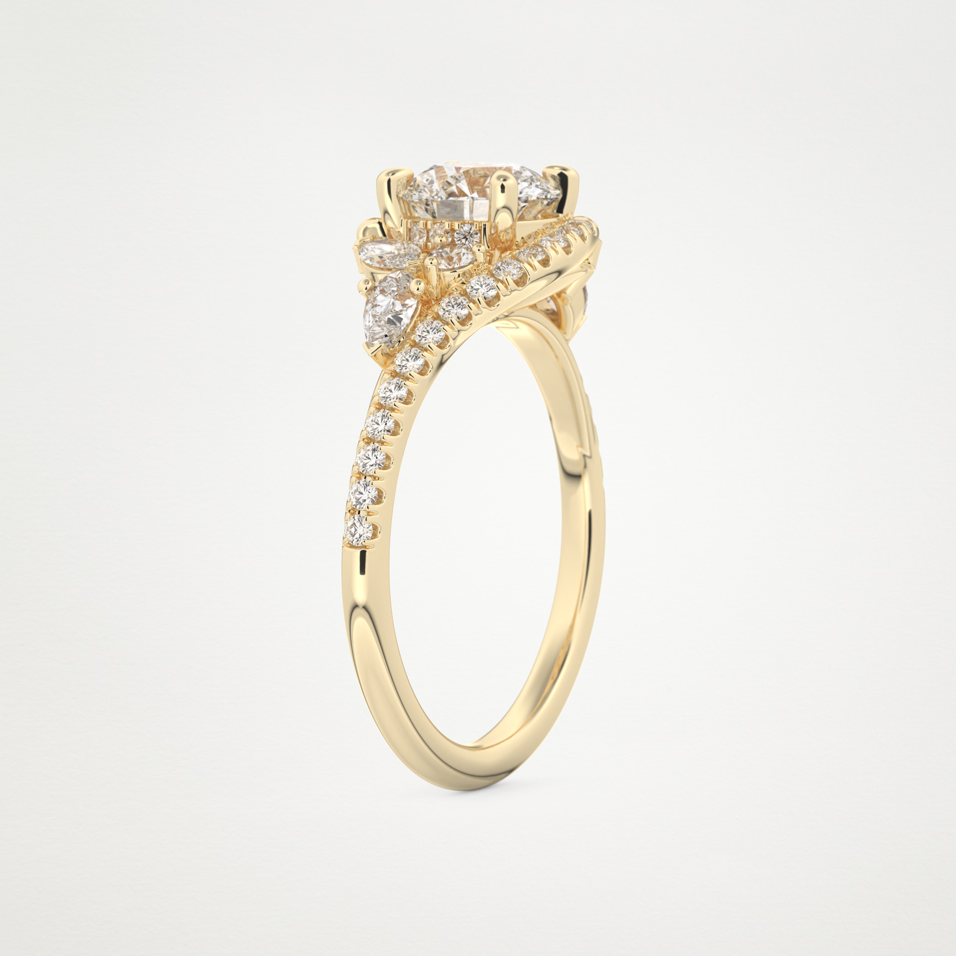 Round Cluster Lab Grown Diamond Engagement Ring