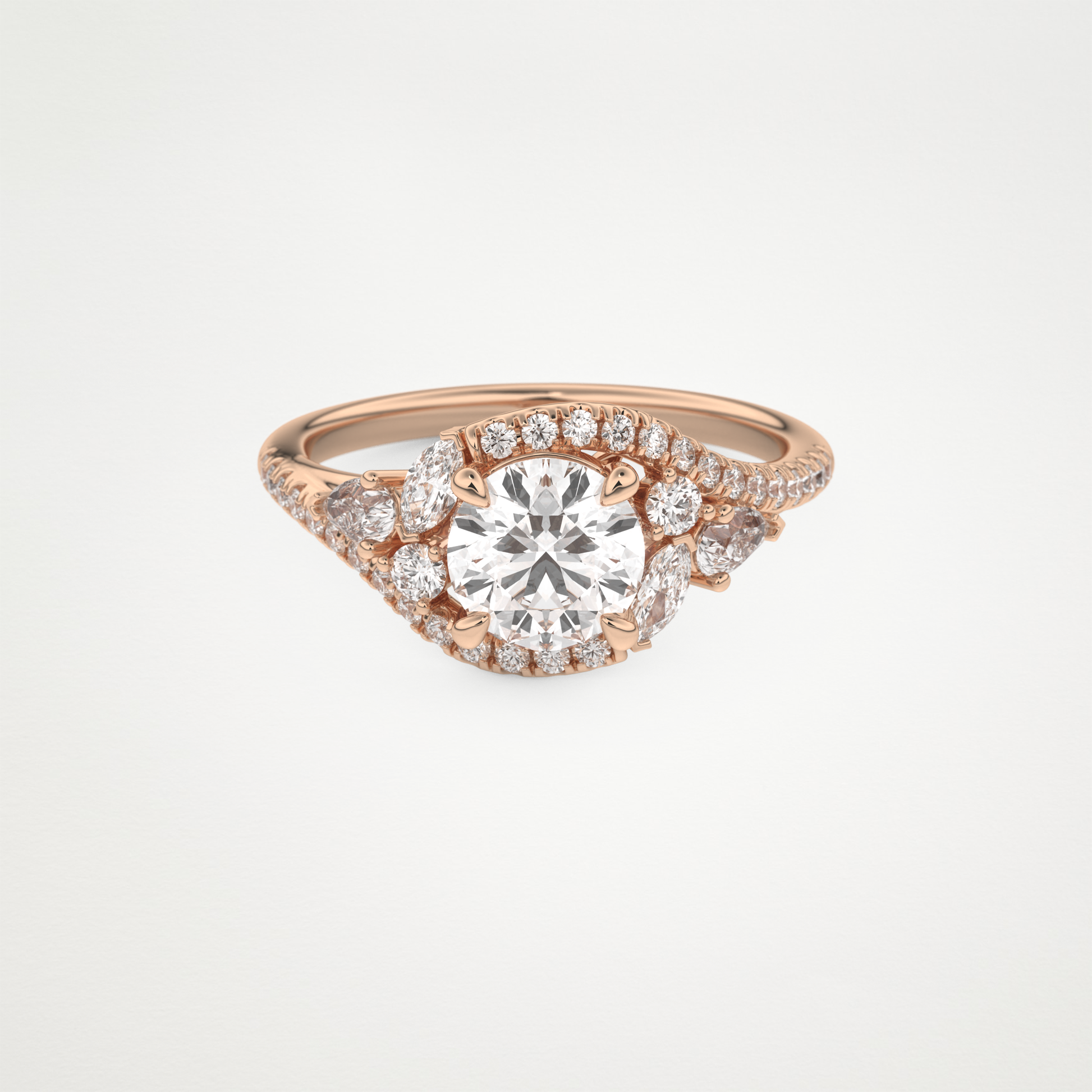 Round Cluster Lab Grown Diamond Engagement Ring