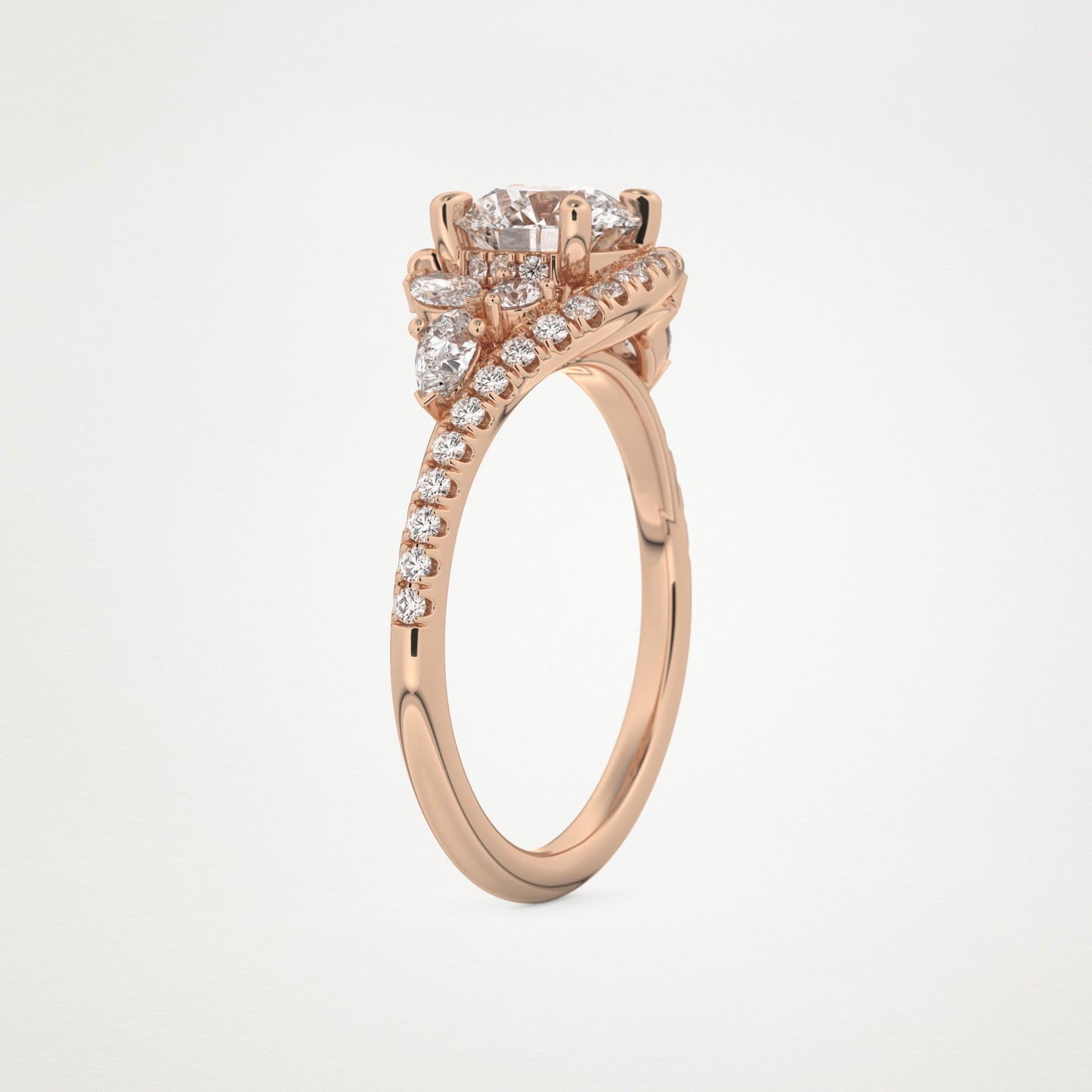 Round Cluster Lab Grown Diamond Engagement Ring