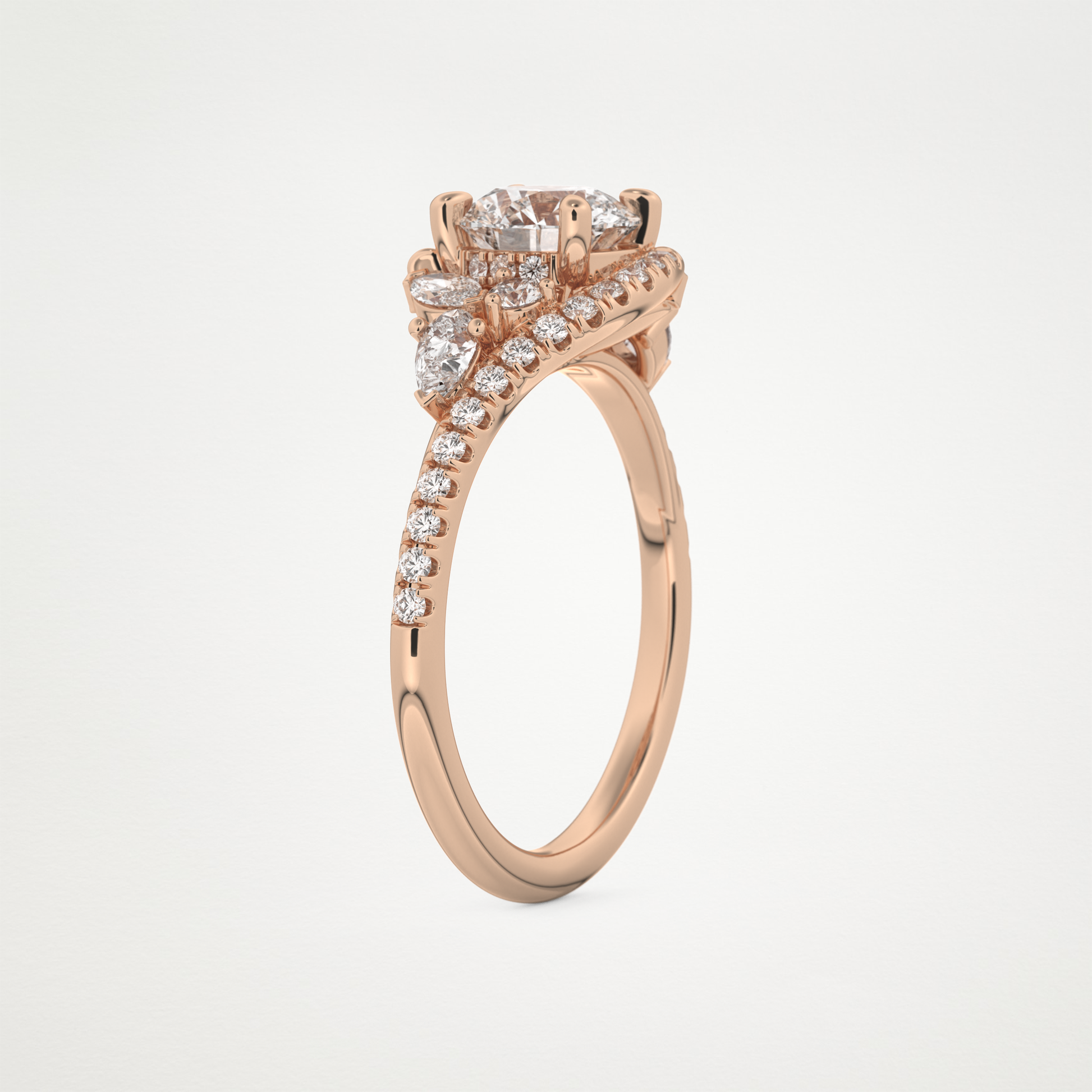 Round Cluster Lab Grown Diamond Engagement Ring