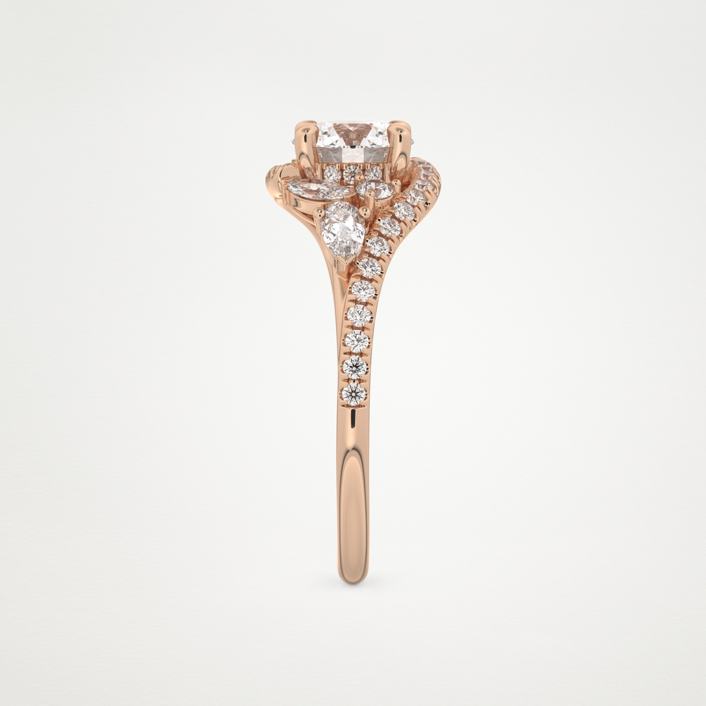 Round Cluster Lab Grown Diamond Engagement Ring