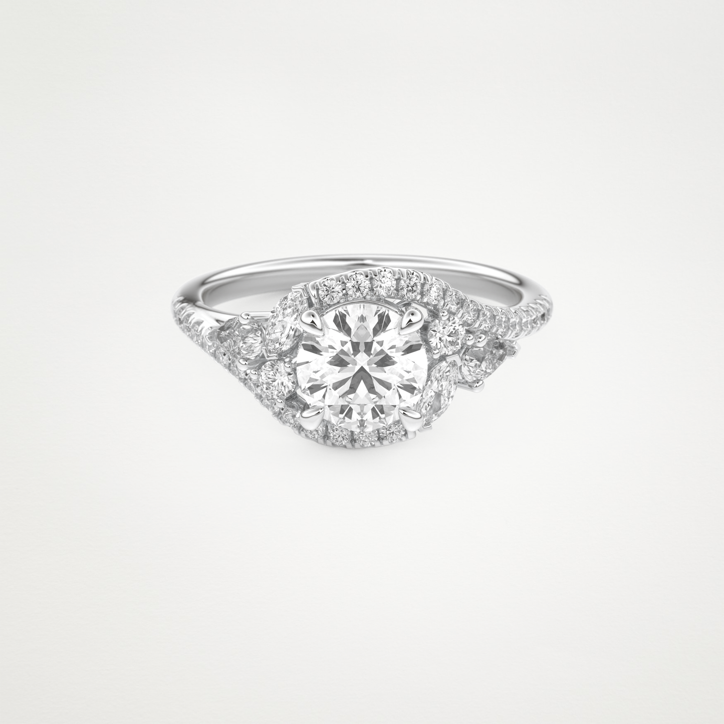 Round Cluster Lab Grown Diamond Engagement Ring