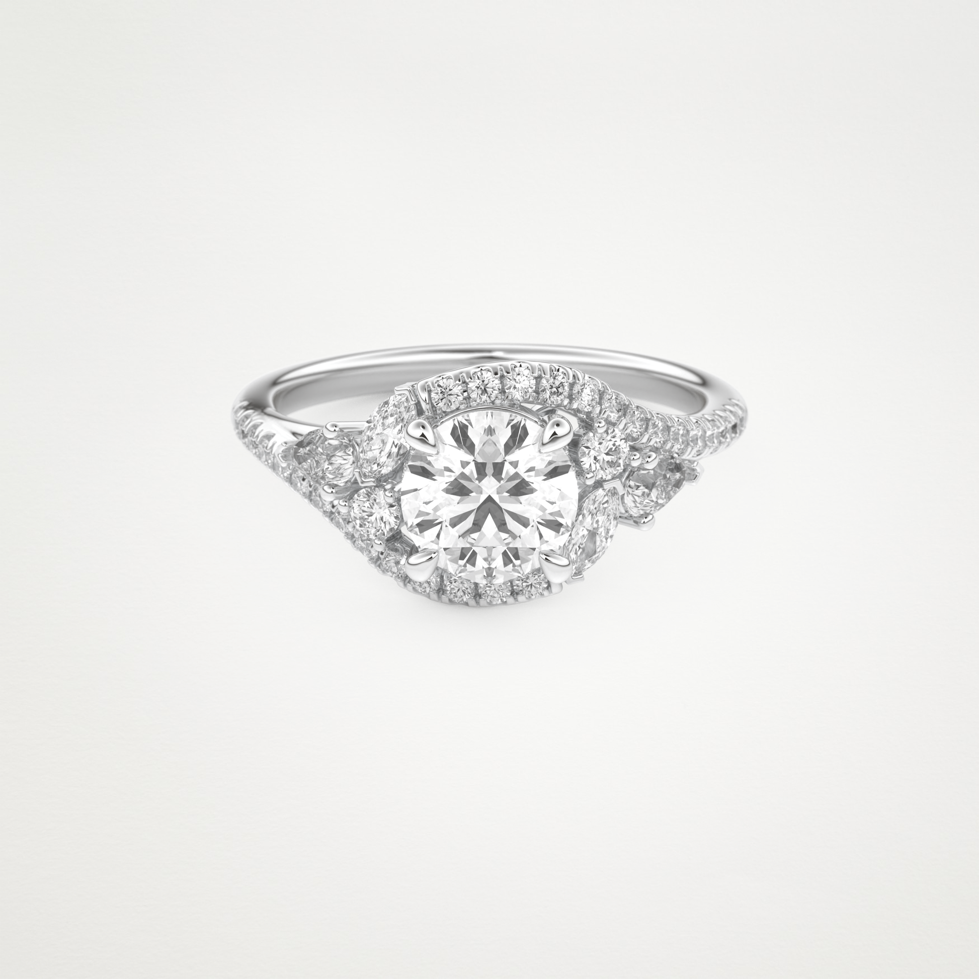 Round Cluster Lab Grown Diamond Engagement Ring
