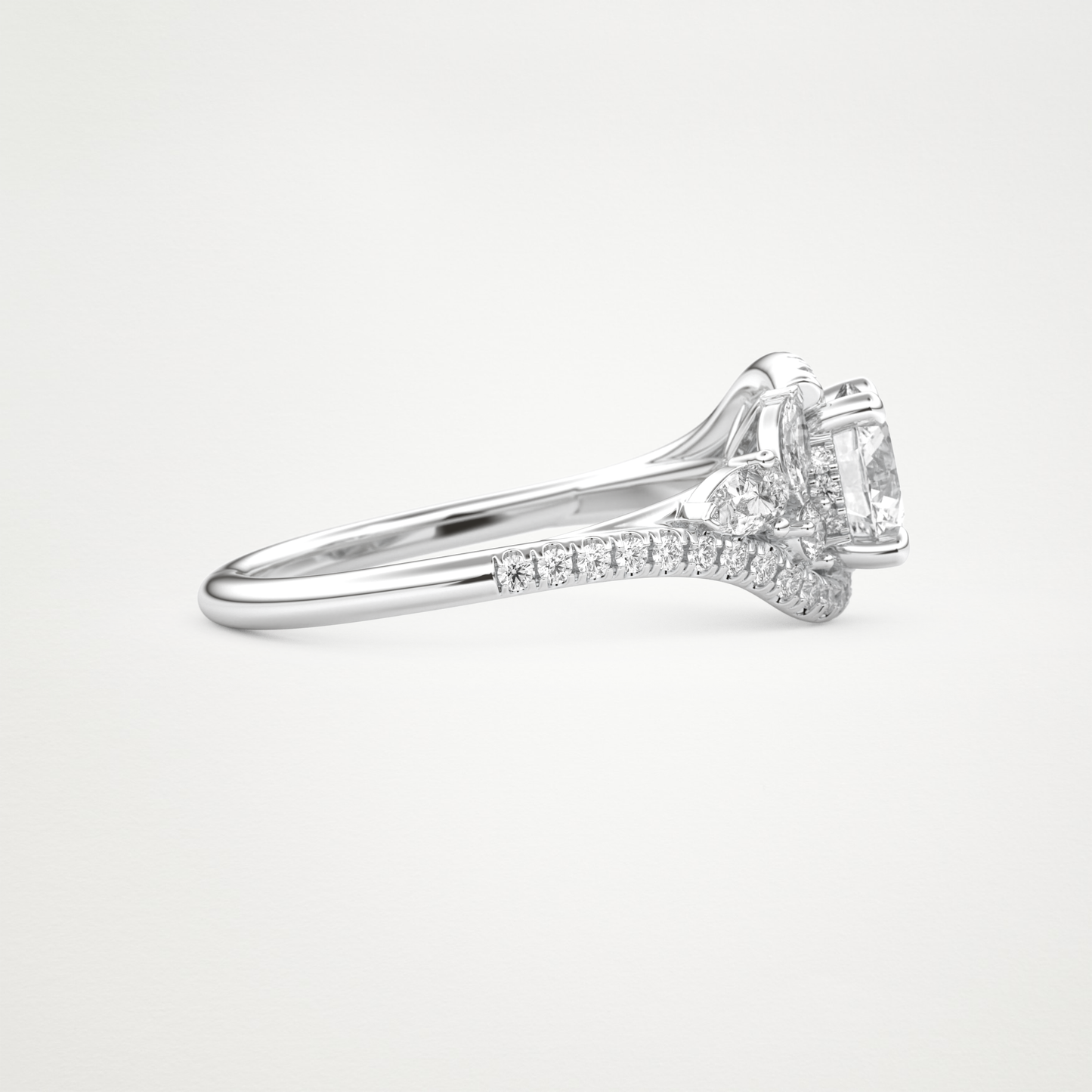 Round Cluster Lab Grown Diamond Engagement Ring