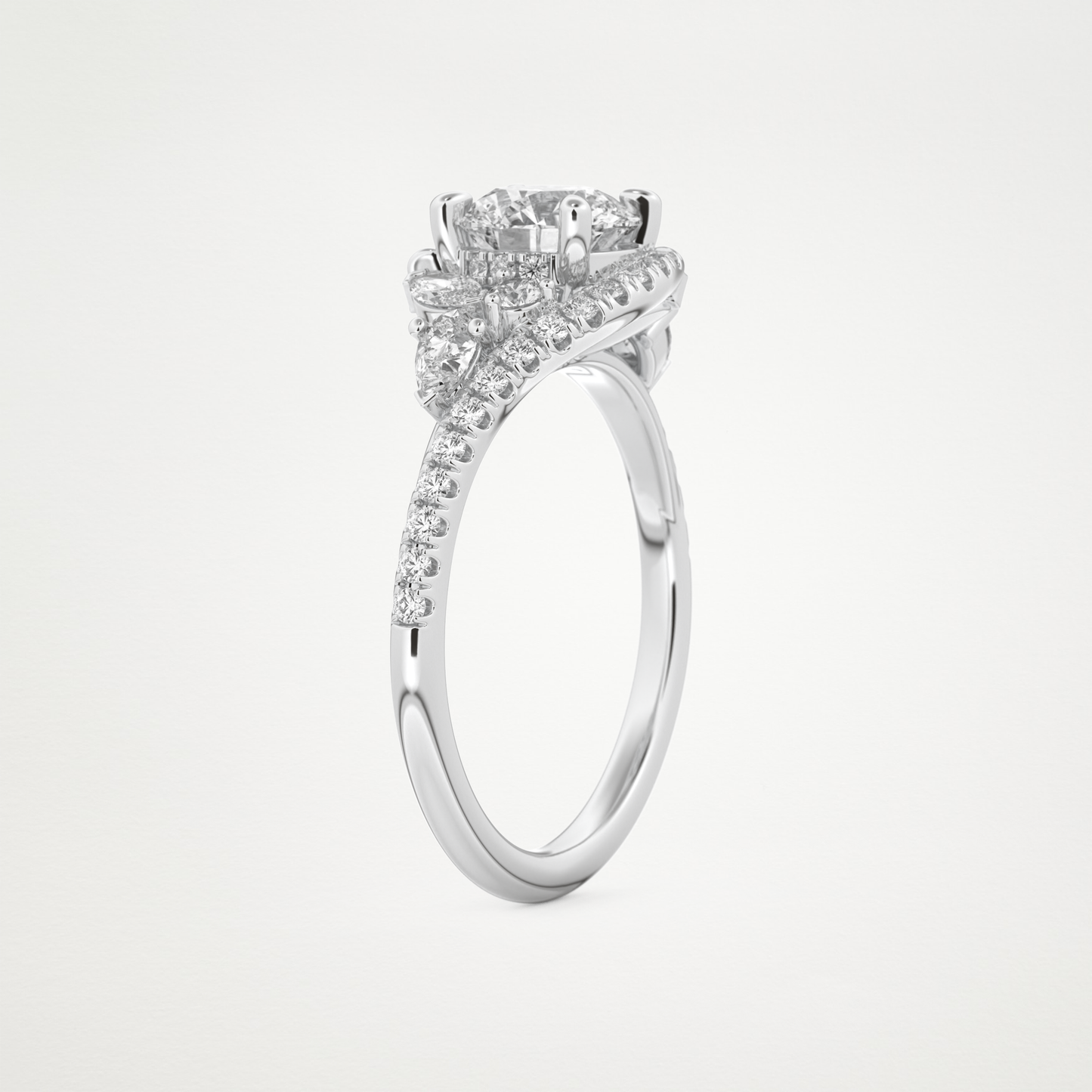 Round Cluster Lab Grown Diamond Engagement Ring
