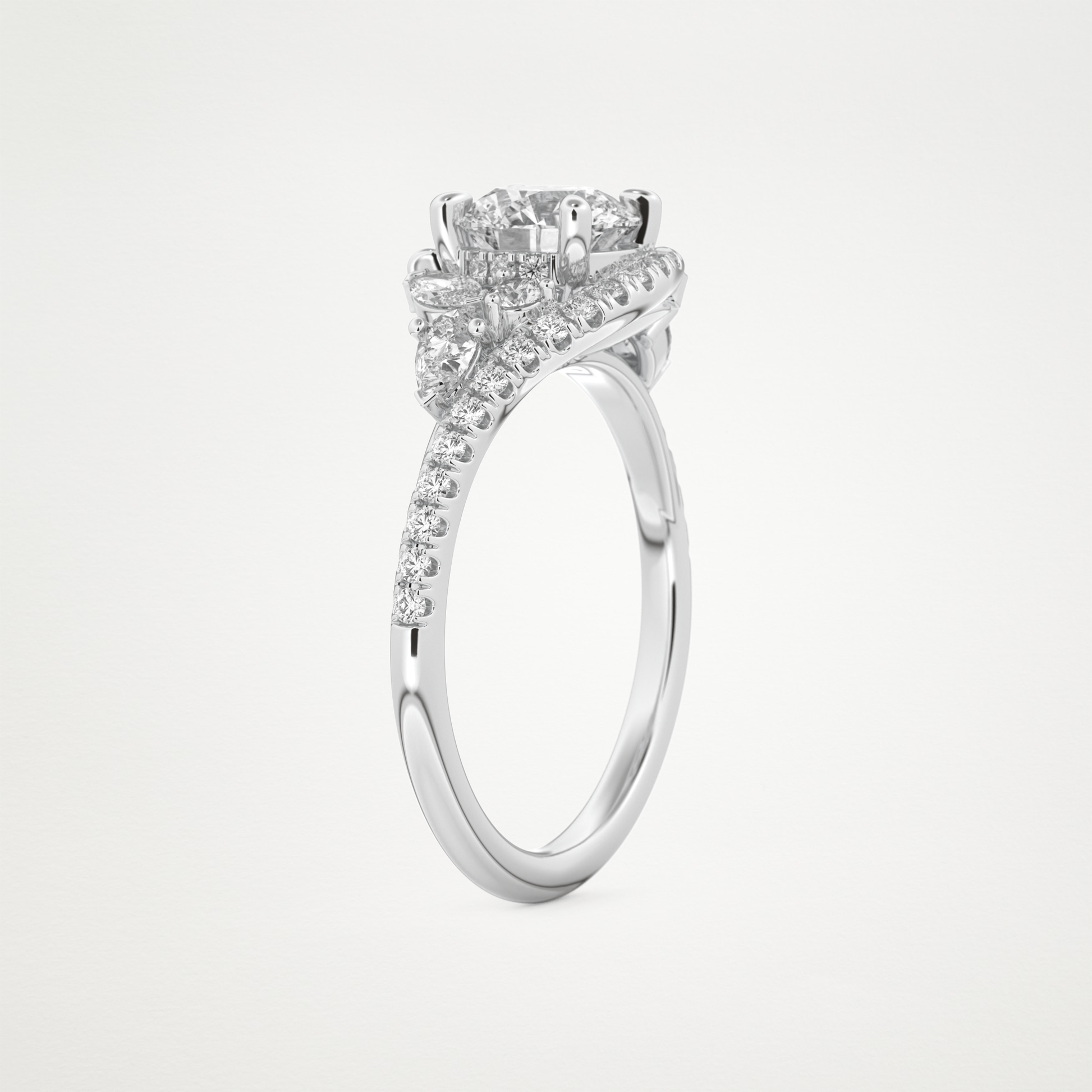 Round Cluster Lab Grown Diamond Engagement Ring
