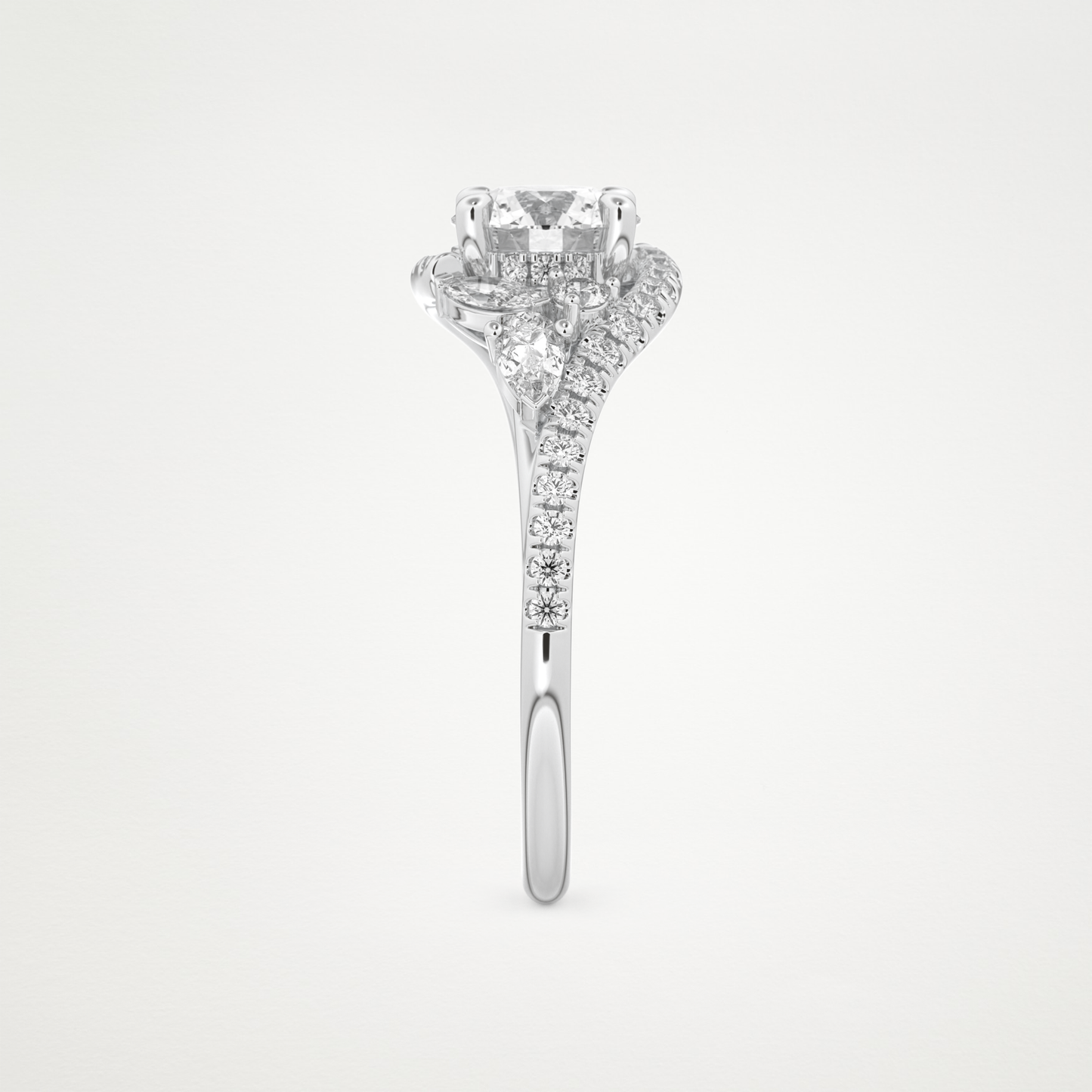 Round Cluster Lab Grown Diamond Engagement Ring