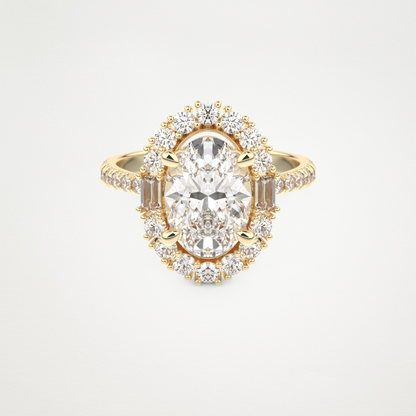 Oval Cluster Lab Grown Diamond Engagement Ring