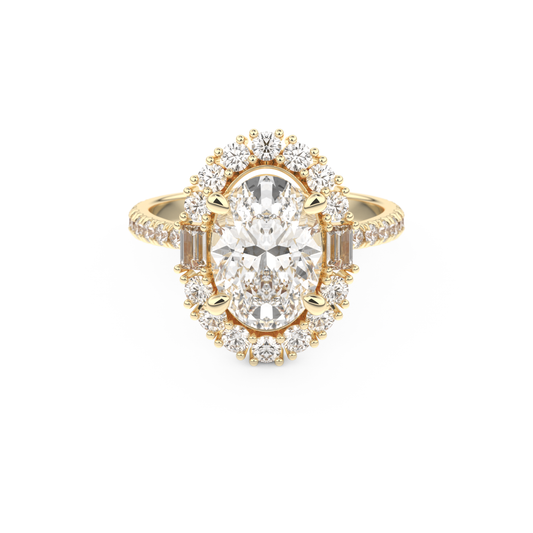 Oval Cluster Lab Grown Diamond Engagement Ring