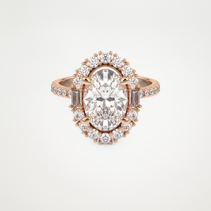 Oval Cluster Lab Grown Diamond Engagement Ring