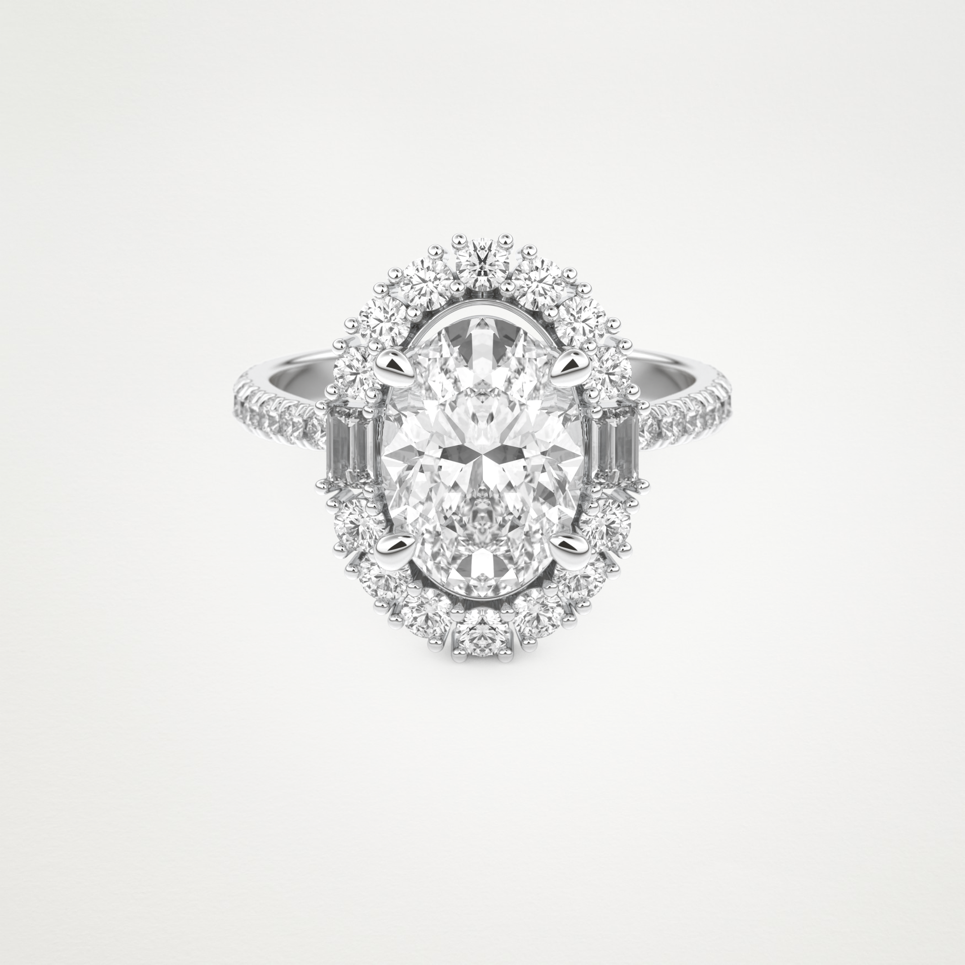 Oval Cluster Lab Grown Diamond Engagement Ring