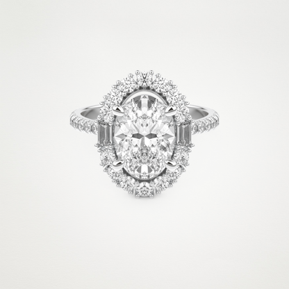 Oval Cluster Lab Grown Diamond Engagement Ring