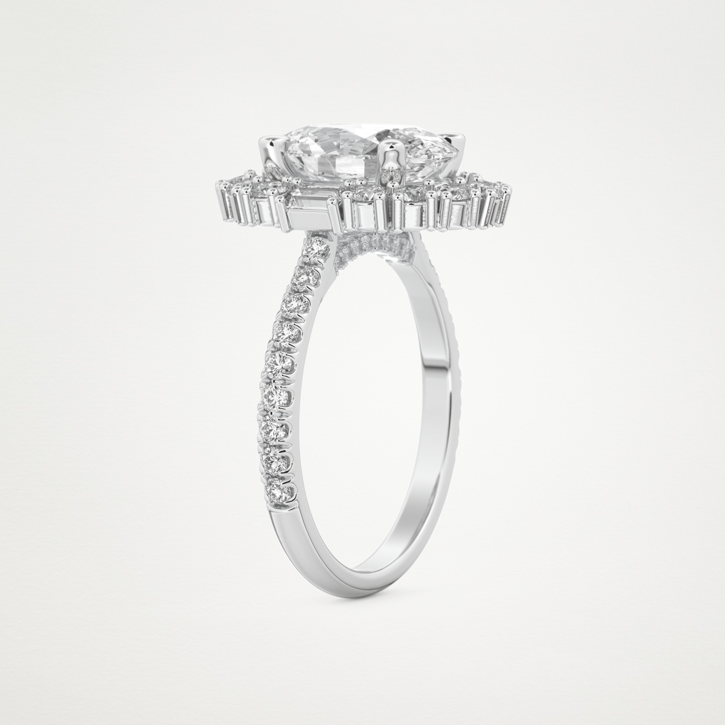 Oval Cluster Lab Grown Diamond Engagement Ring