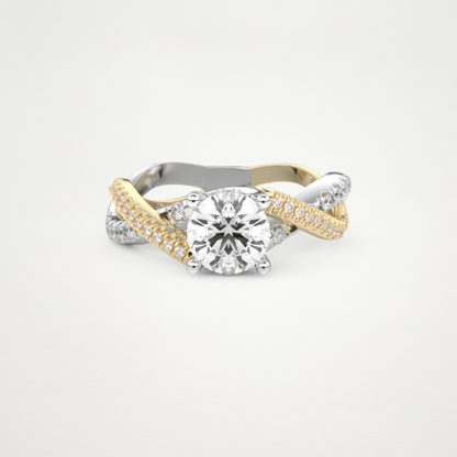 Round Criss Cross Pave Lab Grown Diamond Engagement Ring