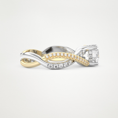 Round Criss Cross Pave Lab Grown Diamond Engagement Ring