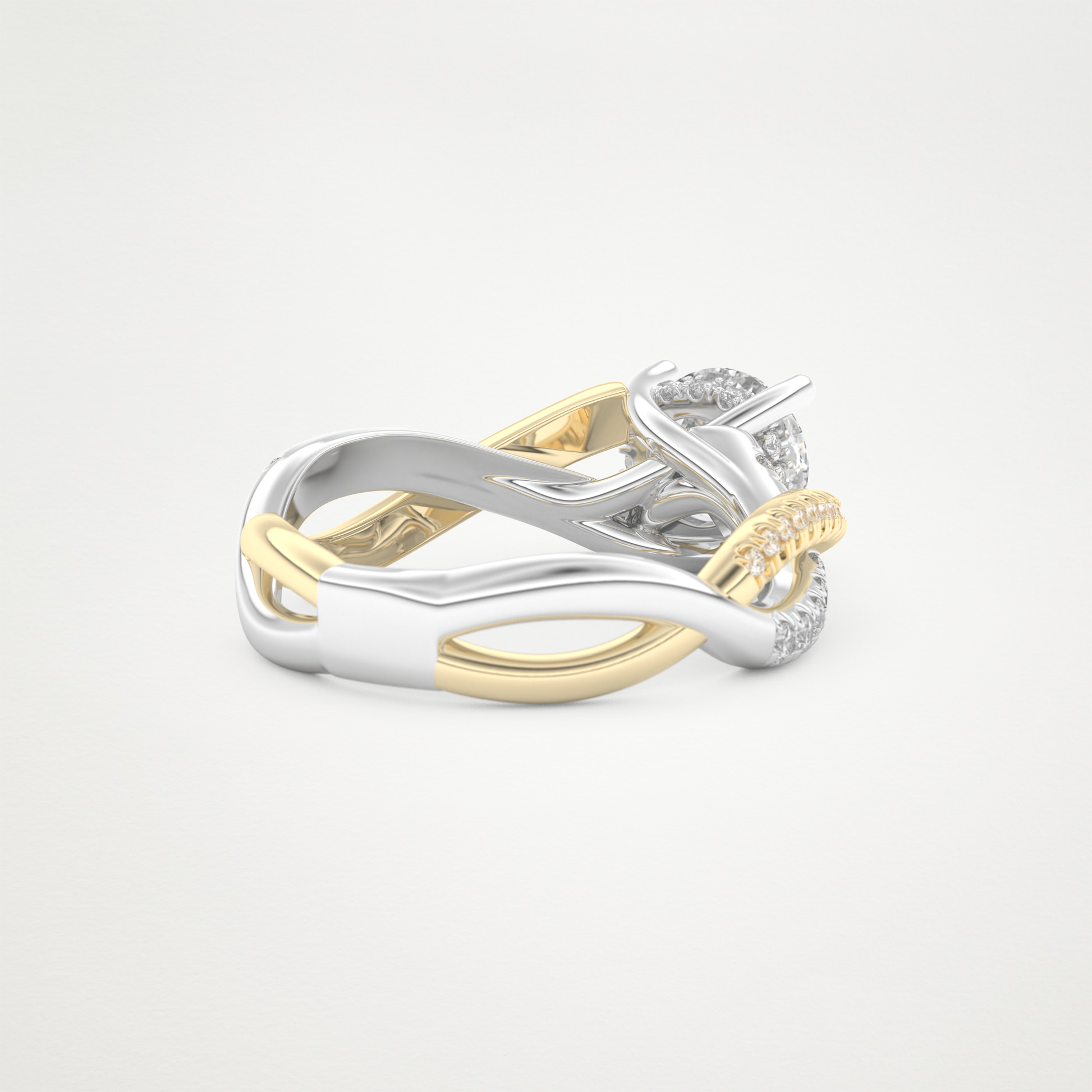 Round Criss Cross Pave Lab Grown Diamond Engagement Ring