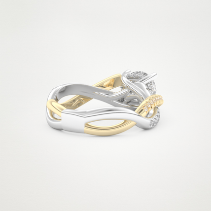 Round Criss Cross Pave Lab Grown Diamond Engagement Ring