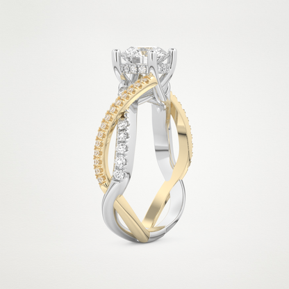 Round Criss Cross Pave Lab Grown Diamond Engagement Ring