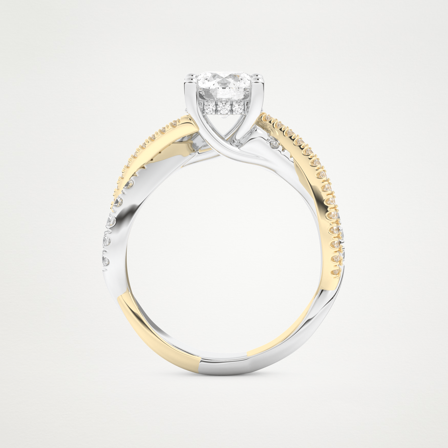Round Criss Cross Pave Lab Grown Diamond Engagement Ring