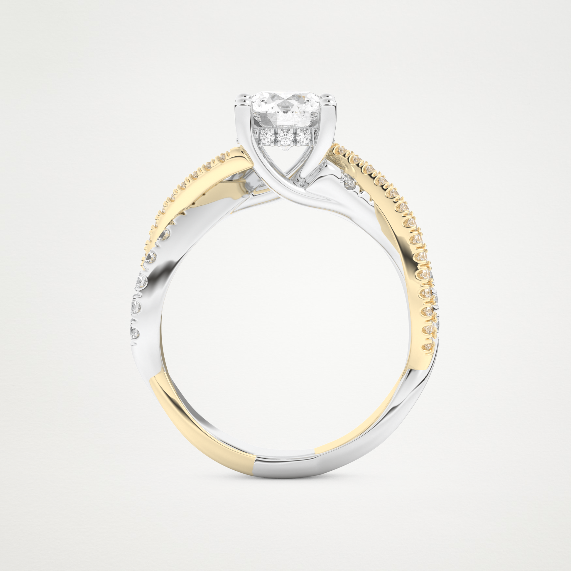 Round Criss Cross Pave Lab Grown Diamond Engagement Ring