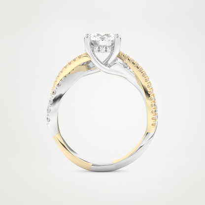 Round Criss Cross Pave Lab Grown Diamond Engagement Ring