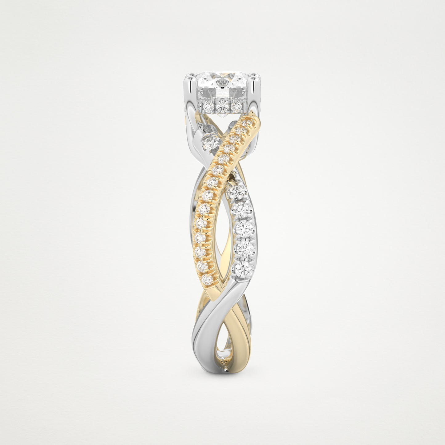 Round Criss Cross Pave Lab Grown Diamond Engagement Ring
