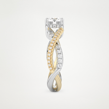 Round Criss Cross Pave Lab Grown Diamond Engagement Ring