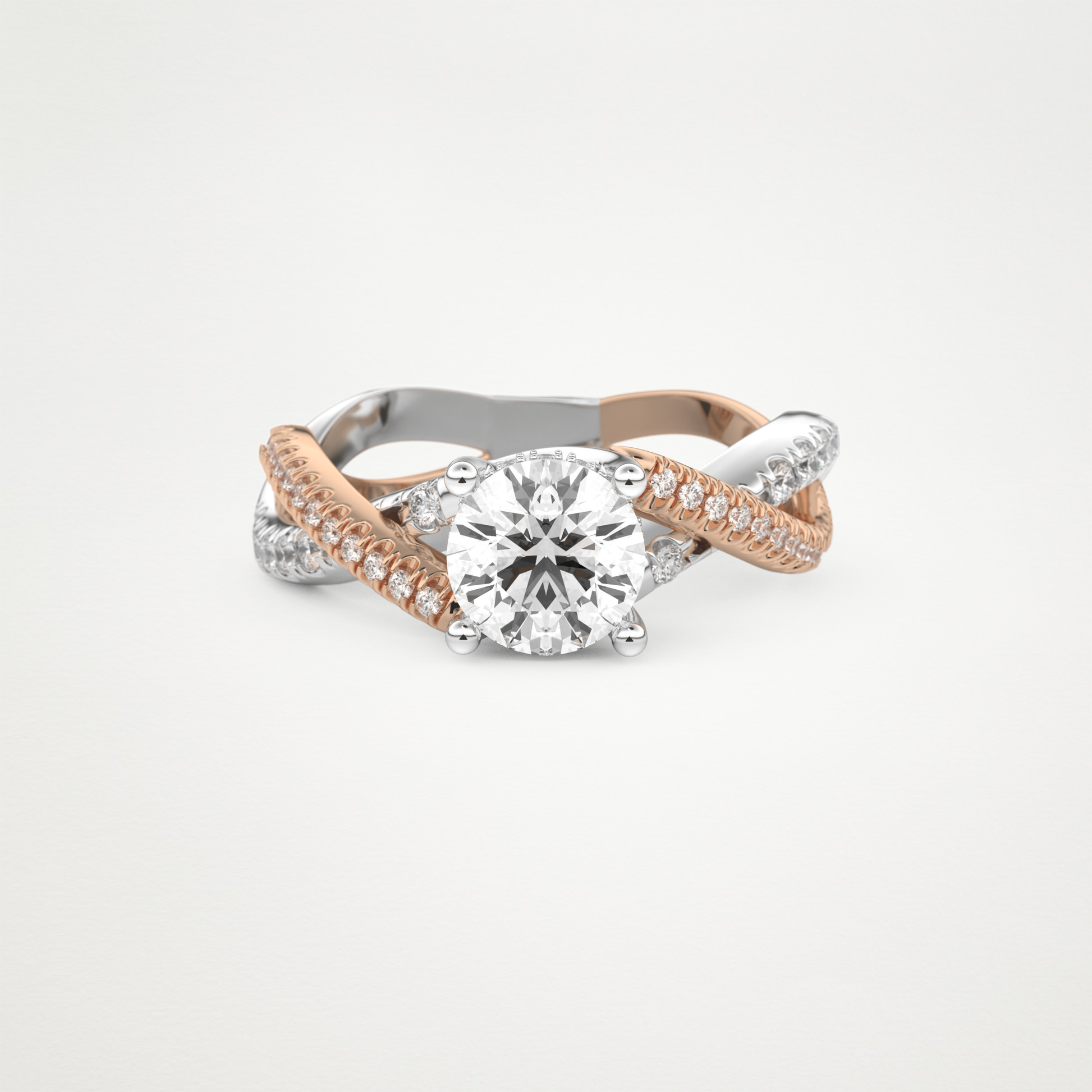 Round Criss Cross Pave Lab Grown Diamond Engagement Ring