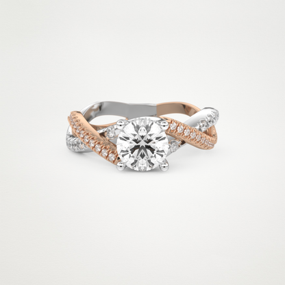 Round Criss Cross Pave Lab Grown Diamond Engagement Ring