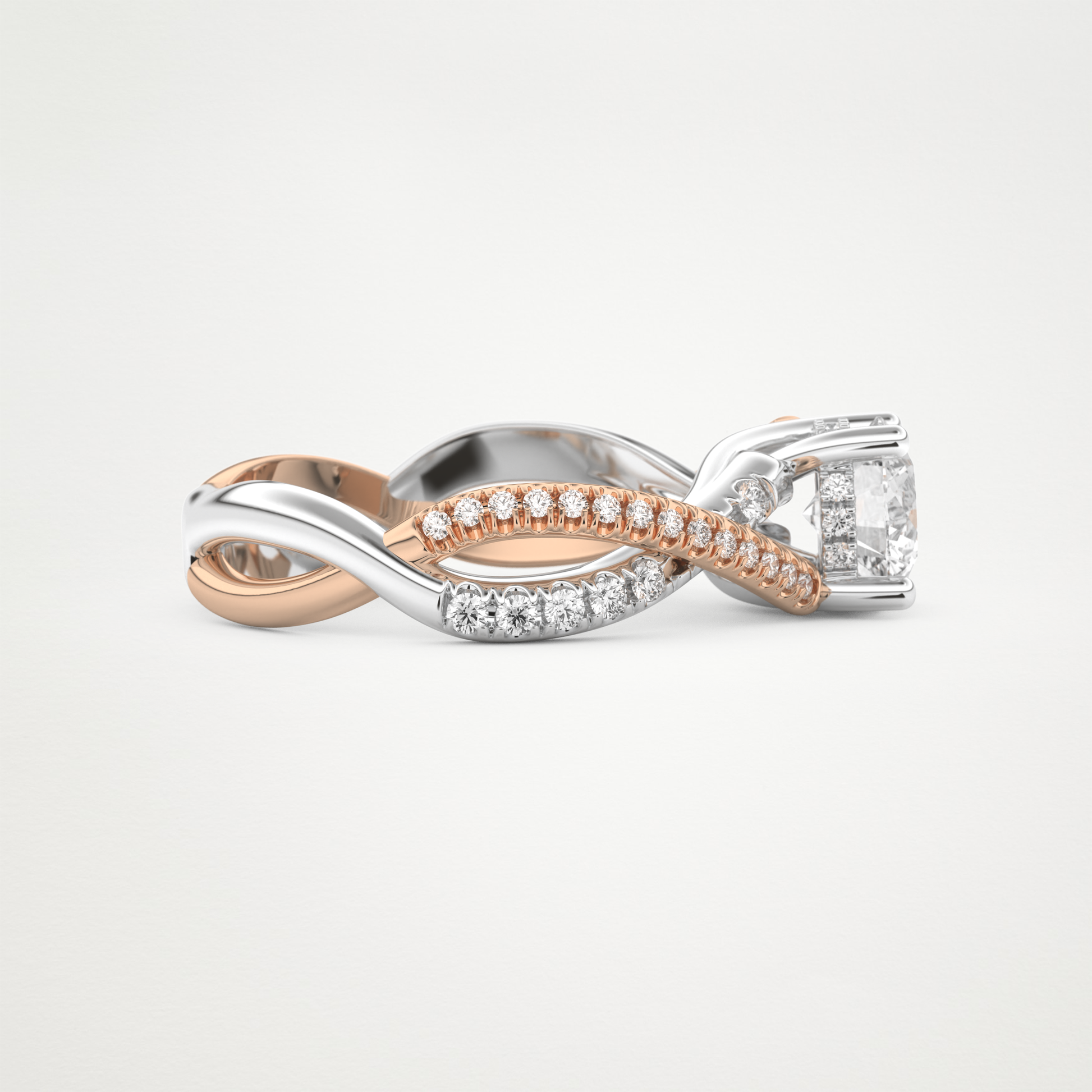 Round Criss Cross Pave Lab Grown Diamond Engagement Ring
